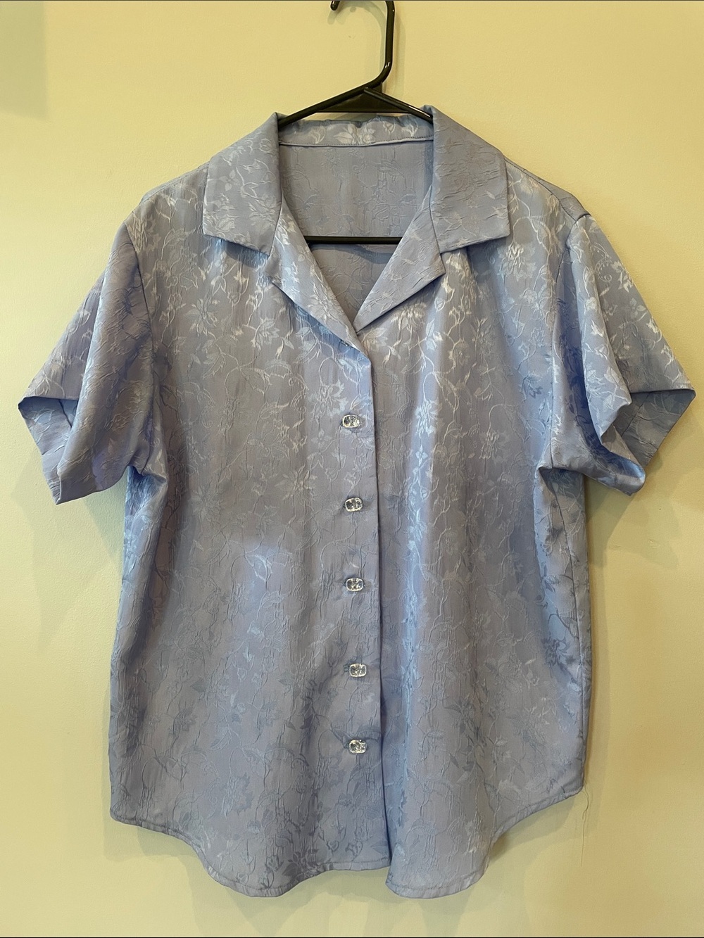 Light blue handmade button front blouse